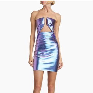 Rick Owens Prong Lacquered Denim Minidress